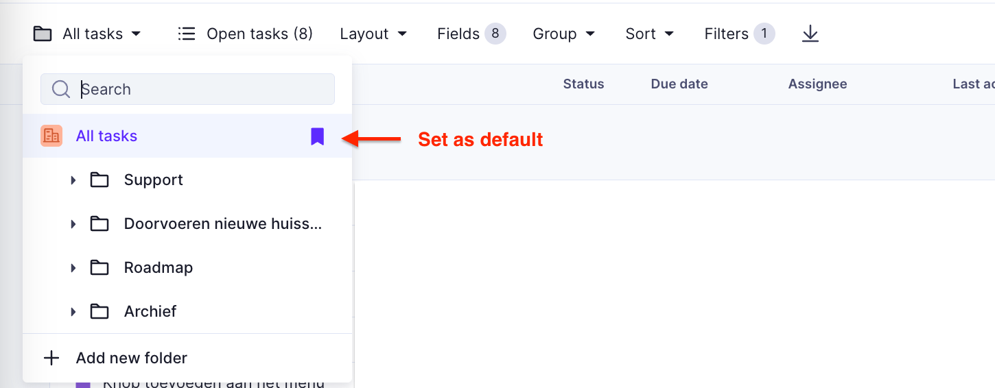 Set as default all tasks