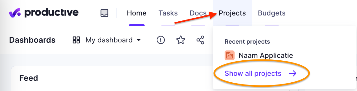 Productive: show all projects