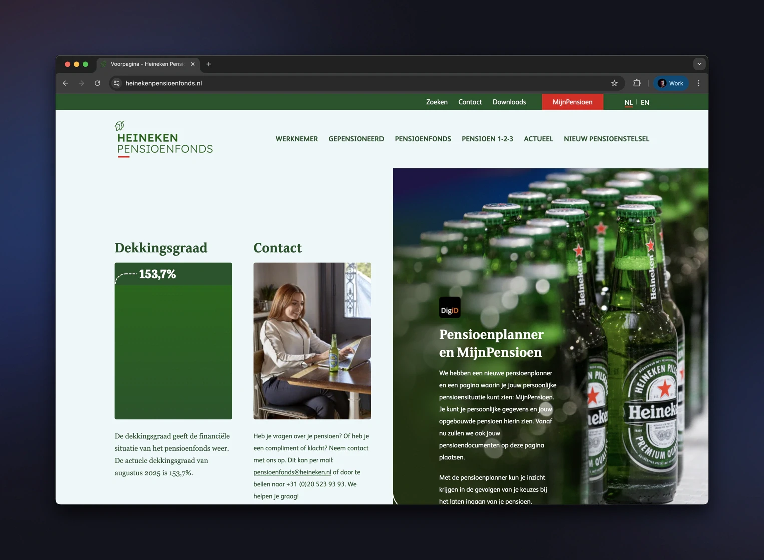 Heineken Pensioenfonds website door Kobalt