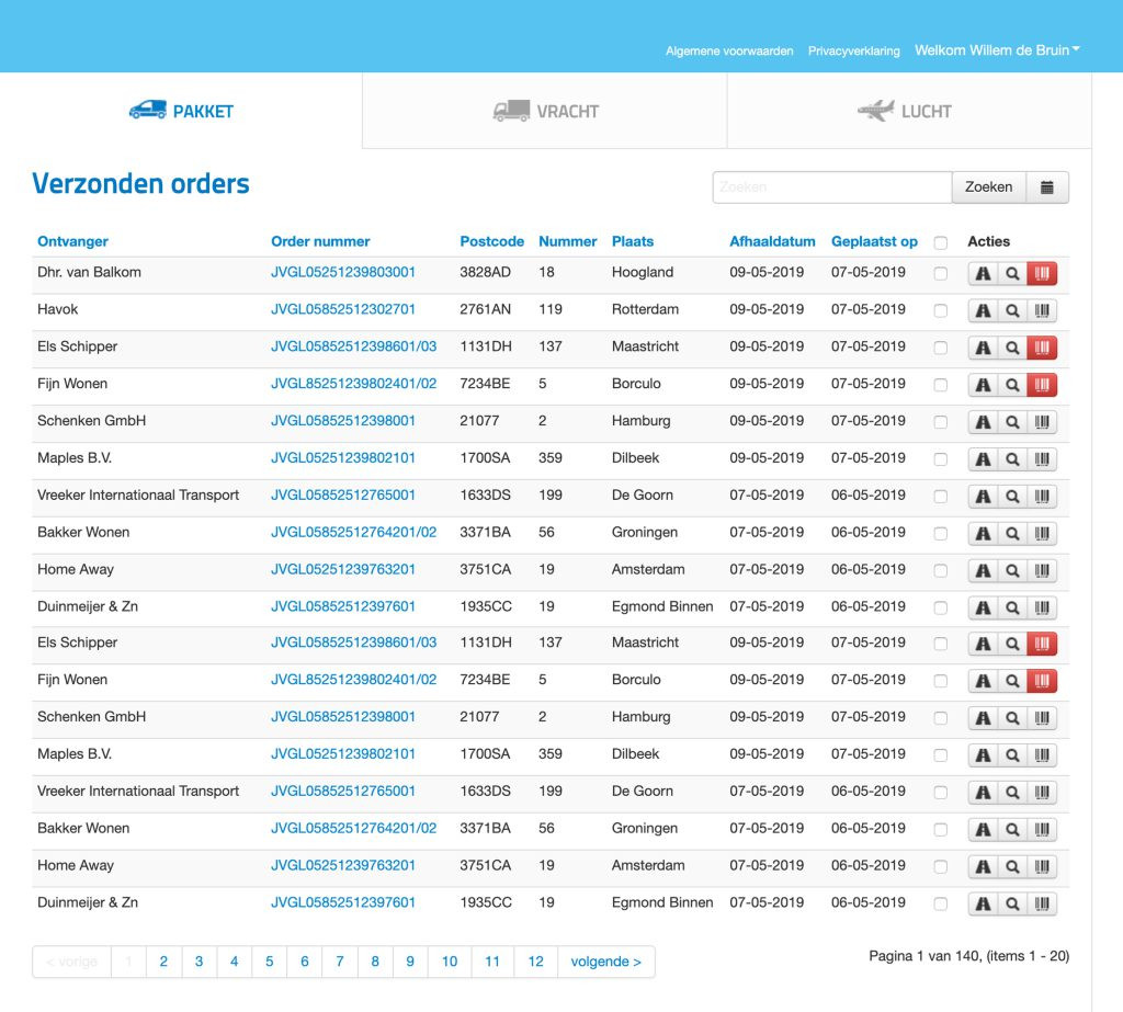 Tiem Liner applicatie interface