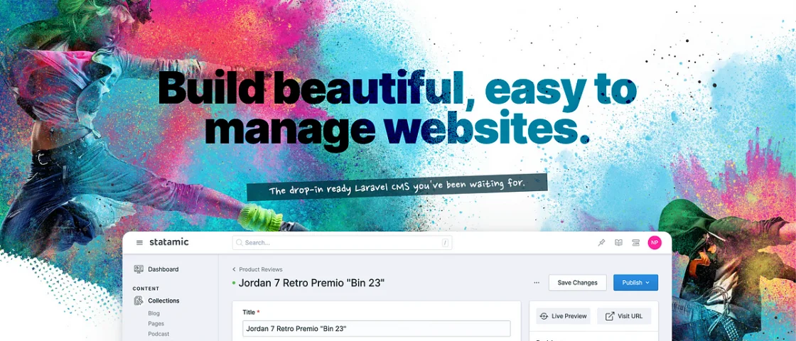 Screenshot van de homepagina van Statamic